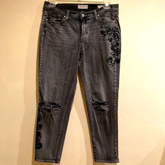 Jessica Simpson Gray Mika Best Friend Distressed  Jeans Sz 30 - Picture 4 of 12